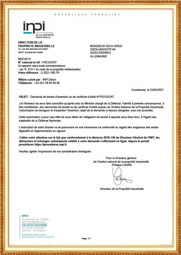 Certificado de modelo de utilidad francés