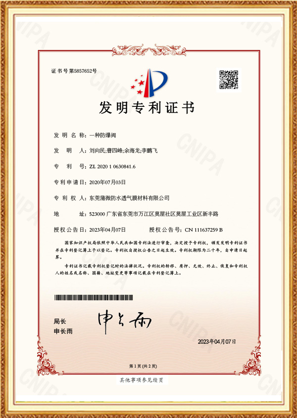 Patent Certificate