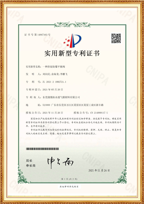 Patent Certificate